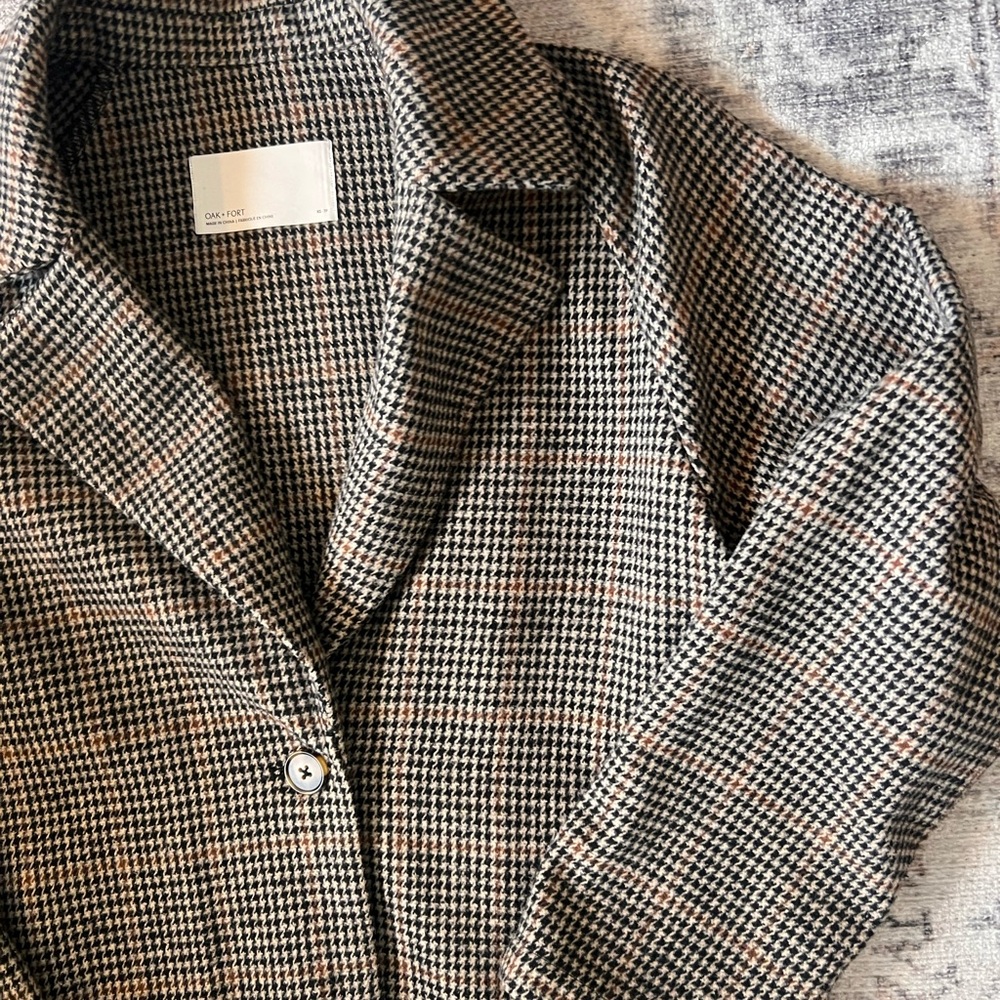 OAK + FORT Black and Brown Houndstooth Coat - Xsmall